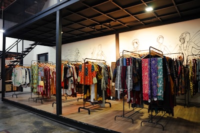 Boutique racks of colourful traditional and contemporary garments