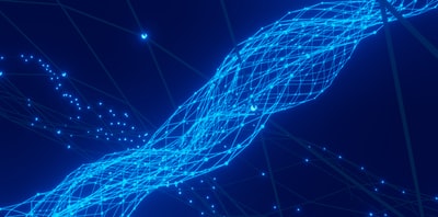 Abstract blue network of connected nodes suggesting a neural network