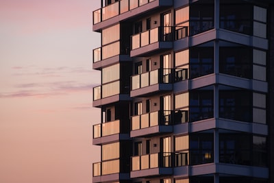 Modern apartment building with glass balconies
